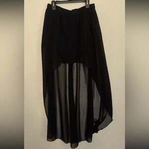SHEIN Black High-Low Sheer Maxi Skirt